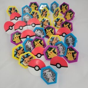 New 36 Pokemon Rings Deco Pac 24115 Pikachu Poke Ball Cupcake Decoration Topper
